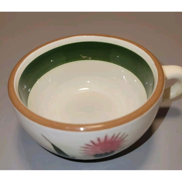 Stangl Pottery Coffee Tea Cups Set 6 Thistle Design Hand Painted Low Profile MCM - Picture 6 of 9